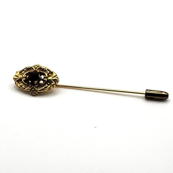 Antique Gold Plated Garnet Hat Pin 2.5in - Picture 2 of 3